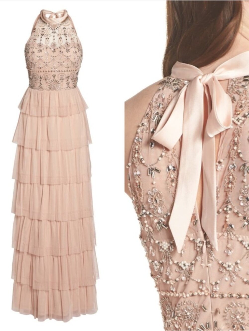 Adrianna Papell Embellished Tiered Maxi Dress 2102